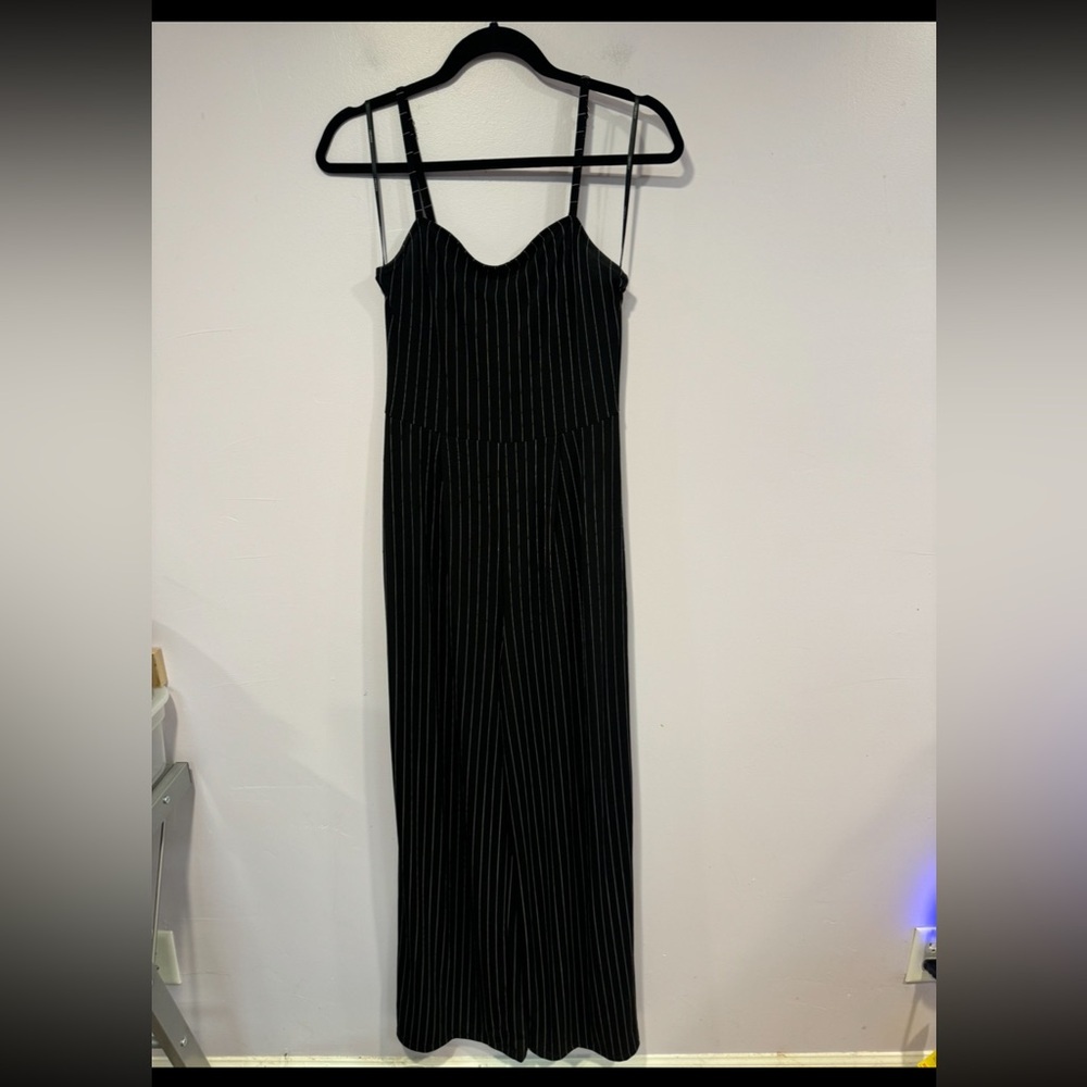 Forever21 black stripe jumpsuit